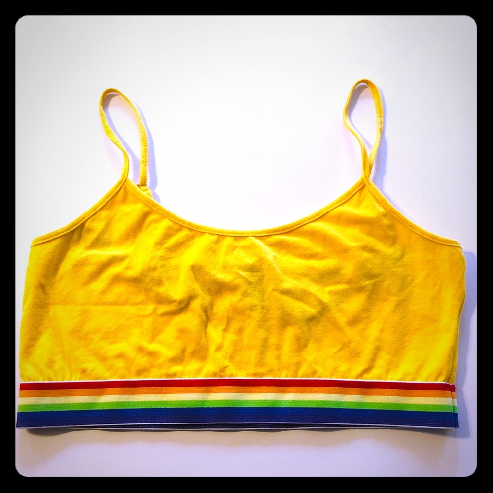 Yellow and rainbow crop top